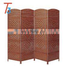 Woven Paper Screen Room Divider Brown Folding Screens Freestanding thumbnail-5