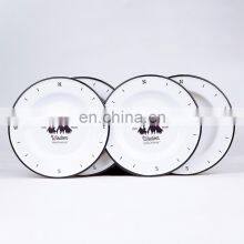 Grey Custom Round Shape BBQ Roasting Baking Oven Safe Metal Steel Porcelain Cookware Enamel Roaster Pan