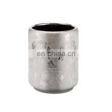 Elegant Silver Design 6pcs Relief Hand Painted Ceramic Bathroom Accessory Sets With Soap Dispenser Toilet Brush thumbnail-2