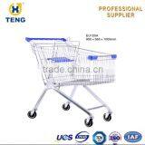 EU Style Zinc Plated Hand Unfolding Supermarket Trolley thumbnail-5