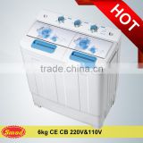 220v laundry appliances semi automatic twin tube twin top washing machine 6.8 kg