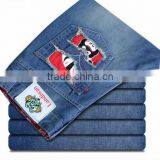 2015 Ripped Slim100% Cotton Jeans Top Fashion Men Designer Jeans Stock Men Stone Washing Hole Blue Jean Trouser With Opera Face thumbnail-5