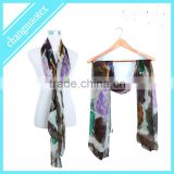 2016 summer fashion polyester voile scarf with flora prints