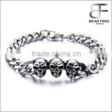 Fashion Jewelry Titanium Steel Skull Link Chain Bracelet for Mens/Womens