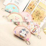 Girls Cute Digital Printing Cartoon Soft PU Zipper Card Key Coin Purse