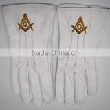 Custom Size White Cotton Leather Masonic Gloves