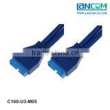 Blue usb Motherboard 20pin Male cable usb3.0 20pin to usb 3.0 adapter cable