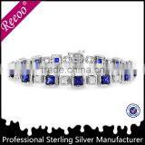 Plata 925 Cadenas Para Hombres, Blue Sapphire Color CZ Engagement Ring Silver thumbnail-2