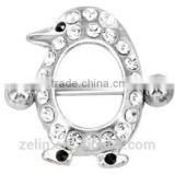 fashion body piercing jewelry Stainless steel penguin shape nipple ring