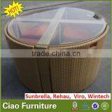 Round Clear Glass on Top Rattan Table Set thumbnail-2
