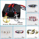 New design silver/gold anchor various rope nylon anchor bracelet