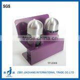 Purple Metal Coating Cylinder Glass Spice Jar Set With Frame thumbnail-1