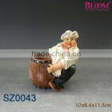 High Quality Resin Fat Chef With Heavy Wine Barrel thumbnail-1