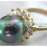 18K Gold Ring Diamond Ring and Seawater Pearl Ring thumbnail-4