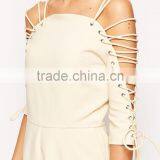 2015 Fashionable Hot Sale OEM Customized Women Romper With Lace Up Sleeve thumbnail-3