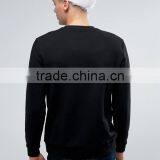 Custom Long Sleeve Crew Neck Without Hood Printed Black Men's 100% Cotton Casual Comfort Fit Breathable Pullover Sweatshirts thumbnail-2