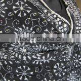Black White Hand Embroidered PHULKARI GEORGETTE DUPATTA SHAWL Handicraft thumbnail-3