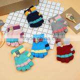 TC13017 Wholesale Cute Winter Kids Acrylic Gloves New Fashion Knit Five Fingers Gloves thumbnail-1