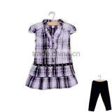 R&H Short Sleeve Woven Breathable With Leggings Plaid Wholesale Children Clothes thumbnail-3