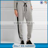 Women Side Stripe Gray and Black Terry Running Pants