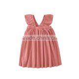 Wholesale Boutique Crushed Muslin Girl Dresses Flutter Shoulder Straps Baby Clothes thumbnail-2