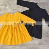 Wholesale Children's Boutique Handmade Clothing Baby Girl Long Sleeve Soild Color Dress Girls Party Dresses thumbnail-1