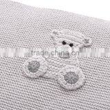 Grey Organic Cotton Baby Blanket With Crochet Little Bear thumbnail-4