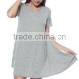 Women Clothing Shortsleeve Loose Flowy Stretch Fabric Knit Crewneck Tunic Dresses for Women thumbnail-4