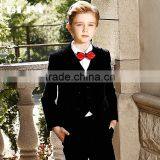 Slim Fit Black Velvet Plain Seat Boys Formal Suit thumbnail-1