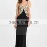 2016 V Neck Prom Dresses Chiffon With Applique And Beads Sweep Train Open Back thumbnail-1