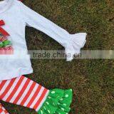 Christmas Suit Girls Clothing Baby Kidswear Christmas Tree X-mas Clothes Red Stripes Pant With Necklace and Headband Set thumbnail-2