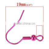 Copper Ear Wire Hook Fuchsia With Spring Ball Loops 19mm x 19mm,50Pairs thumbnail-2