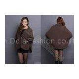 Brown Acrylic Wool Blend Womens Cardigan Sweater With Polo Collar , Dolman Sleeve Sweaters thumbnail-1