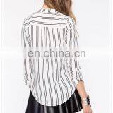 Latest Fashion Ladies Vertical Stripe Office Blouse Designs Low Price thumbnail-3