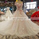 LS00319 luxury high quality flower patterns wedding dresses 2017 latest design off shoulder bridal wedding gown