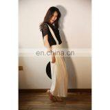 Women Wide Leg Two Braces White Simply Design Pants thumbnail-2