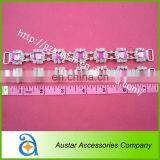 Square Pink and Clear Rhinestone Diamond Connector for Bikini Swimwear thumbnail-1