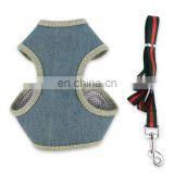 Dog Safety Vest Harness Pet Dog Adjustable Cute Design Chest Strap Breathable Jean Dog Chest Harness thumbnail-3