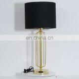 Top Sale Hotel Home Desk Decoration Metal Gold Study Table Lights With Black Lampshade thumbnail-1