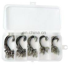 Fishing Offset Crank Worm Hook 4# 2# 1# 1/0 2/0 Barbed Hooks With Lock Pin thumbnail-2