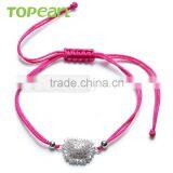 Topearl Jewelry Best Gift for Girl 925 Sterling Silver Beads Charm Hand-knitted Bracelet in Bulk 9SB15