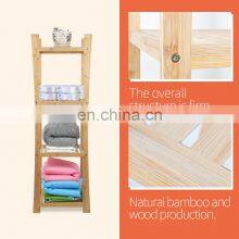Deluxe 4-Tier Shelf Bamboo Freestanding Bathroom Towel Organizing Shelf thumbnail-4