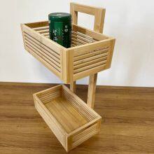 Bathroom Living Room Kitchen Home Office Wood Shower Corner Shelf Bamboo Towel Rack Storage Shelf Wooden Bamboo Shelf thumbnail-4