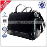 Black Cosmetic Leather Travel Tote Bag With Fur Bag thumbnail-1