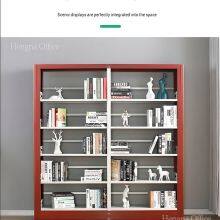 Modern Modular Bookshelf Adjustable Shelves Black White Wood Grain for Meeting Room Office thumbnail-5