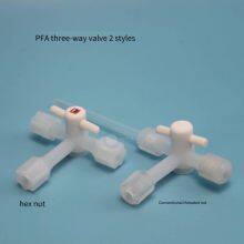 Teflon Pfa (polytetrafluoroethylene) Three - Way Valve, 1/4 Inch, Acid - and Alkali - Resistant, High - Temperature - Resistant With Hexagonal Nut thumbnail-1