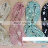 New Fashion Ladies Flower Embroidery Long Cotton Shawl Pashmina Scarf thumbnail-4