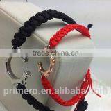 Black And Red Weave Hand Rope Sun Titanium Steel Bracelet thumbnail-5