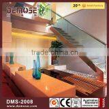Indoor Tempered Glass Panel Stairs With Glass Railing