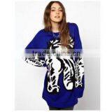 2014 New Arrival More Fashion Plus Size Loose Crew Neck Woolen Sweater New Designs for Ladies thumbnail-1